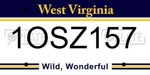 1OSZ157 West Virginia License Plate