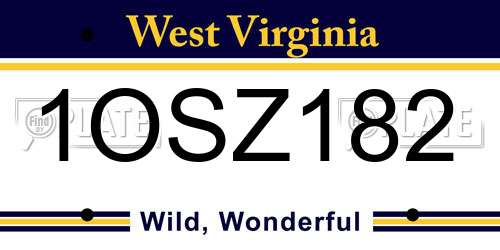 1OSZ182 West Virginia License Plate