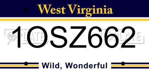 1OSZ662 West Virginia License Plate