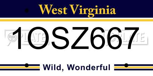 1OSZ667 West Virginia License Plate