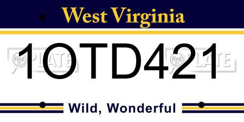 1OTD421 West Virginia License Plate