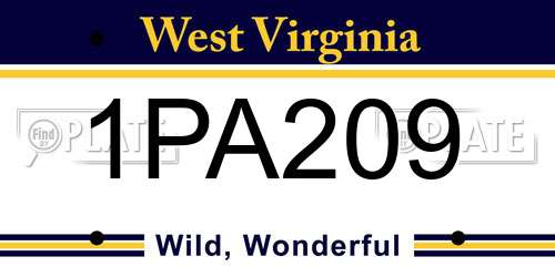 1PA209 West Virginia License Plate