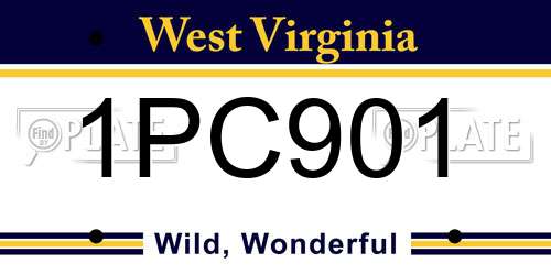 1PC901 West Virginia License Plate