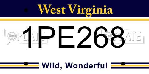 1PE268 West Virginia License Plate