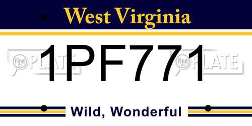 1PF771 West Virginia License Plate