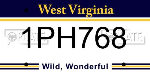 1PH768 West Virginia License Plate