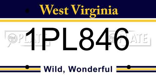 1PL846 West Virginia License Plate