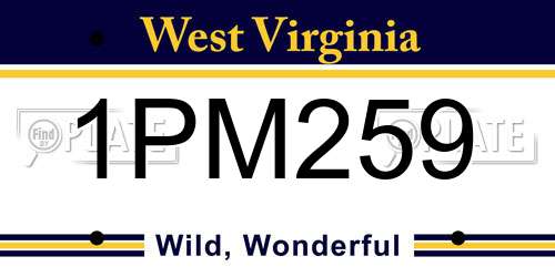 1PM259 West Virginia License Plate