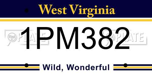 1PM382 West Virginia License Plate