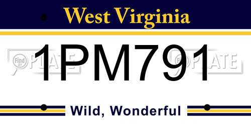 1PM791 West Virginia License Plate