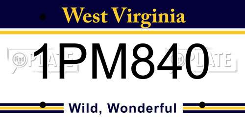 1PM840 West Virginia License Plate