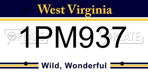 1PM937 West Virginia License Plate