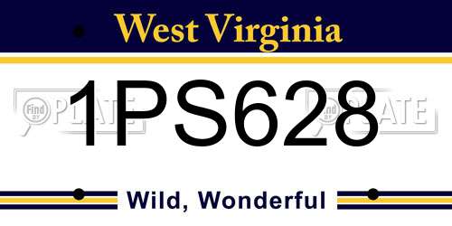 1PS628 West Virginia License Plate