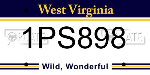 1PS898 West Virginia License Plate