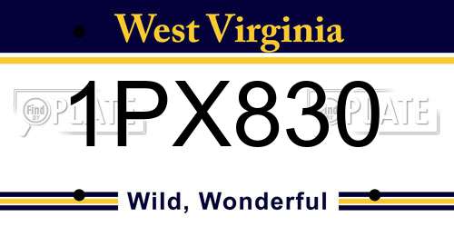 1PX830 West Virginia License Plate