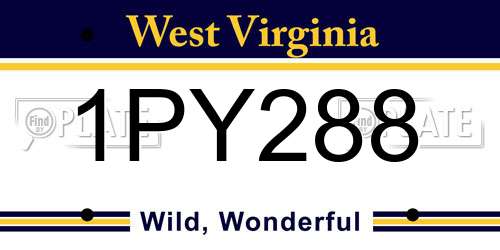 1PY288 West Virginia License Plate