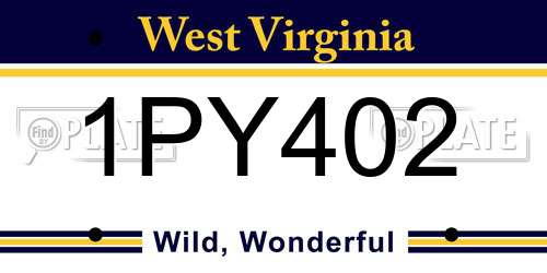 1PY402 West Virginia License Plate