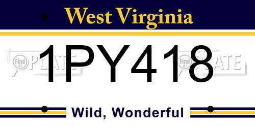 1PY418 West Virginia License Plate