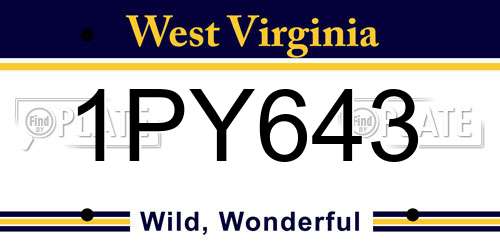 1PY643 West Virginia License Plate