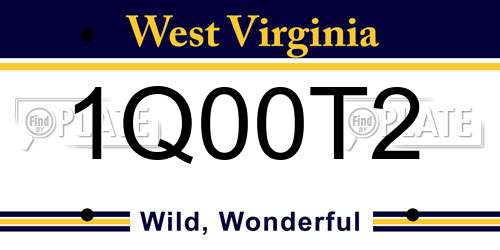 1Q00T2 West Virginia License Plate