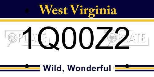 1Q00Z2 West Virginia License Plate