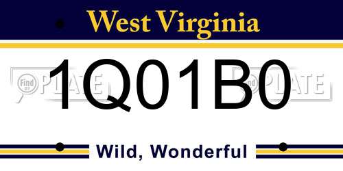 1Q01B0 West Virginia License Plate