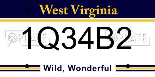 1Q34B2 West Virginia License Plate