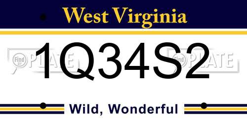 1Q34S2 West Virginia License Plate
