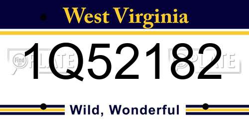 1Q52182 West Virginia License Plate