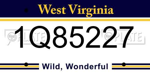 1Q85227 West Virginia License Plate