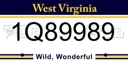 1Q89989 West Virginia License Plate