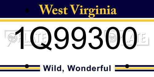 1Q99300 West Virginia License Plate