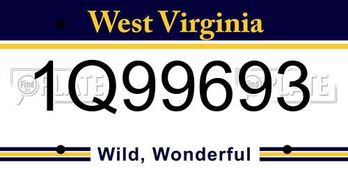 1Q99693 West Virginia License Plate