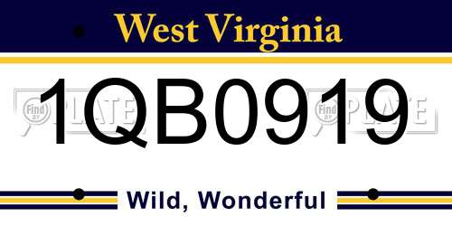 1QB0919 West Virginia License Plate