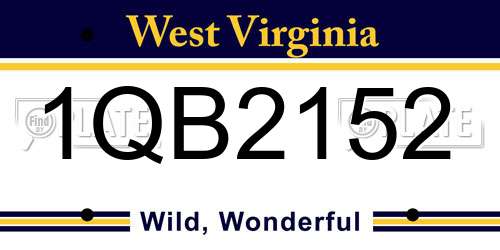 1QB2152 West Virginia License Plate
