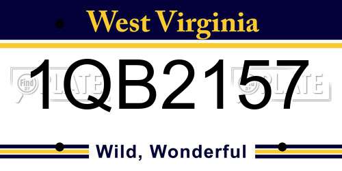 1QB2157 West Virginia License Plate