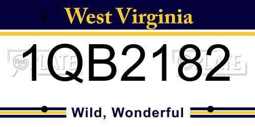 1QB2182 West Virginia License Plate