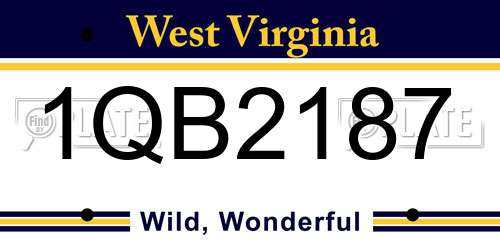 1QB2187 West Virginia License Plate