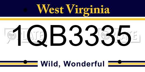 1QB3335 West Virginia License Plate