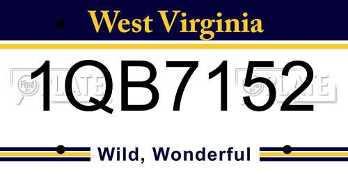 1QB7152 West Virginia License Plate