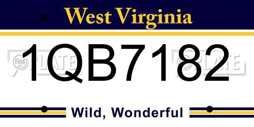 1QB7182 West Virginia License Plate
