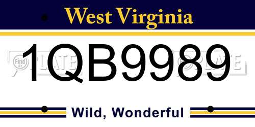 1QB9989 West Virginia License Plate
