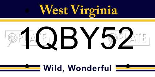 1QBY52 West Virginia License Plate