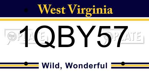 1QBY57 West Virginia License Plate