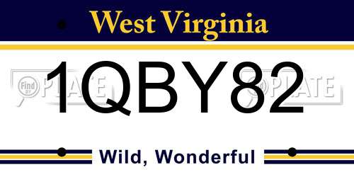 1QBY82 West Virginia License Plate