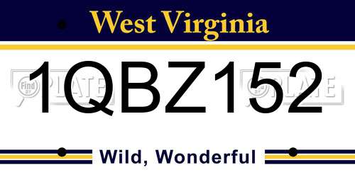 1QBZ152 West Virginia License Plate