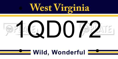 1QD072 West Virginia License Plate