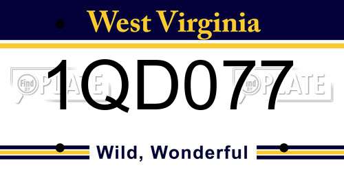 1QD077 West Virginia License Plate