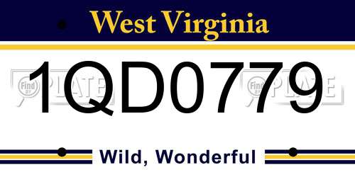 1QD0779 West Virginia License Plate