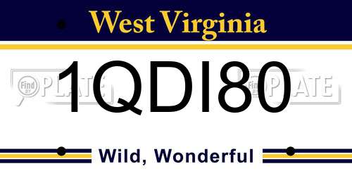 1QDI80 West Virginia License Plate